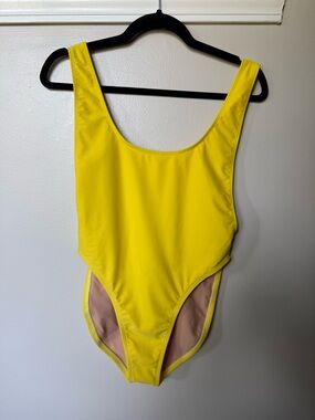 Heroine Sport high cut 90s y2k baywatch yellow one piece swimsuit L